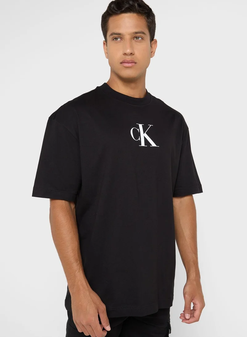CALVIN KLEIN Logo Printed Crew Neck T-Shirt
