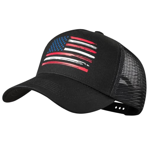 VIONLAN Baseball Cap, American Flag Trucker Hat for Men Women, Breathable Adjustable Fit Outdoor Mesh Snapback Hats - Image 1