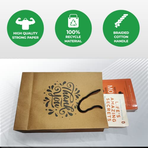 Suffix Retail ® (Pack of 30) Brown Paper Thank You Gift Bags with Braided Cotton Handles (12X8.7X3 inches) - Image 4