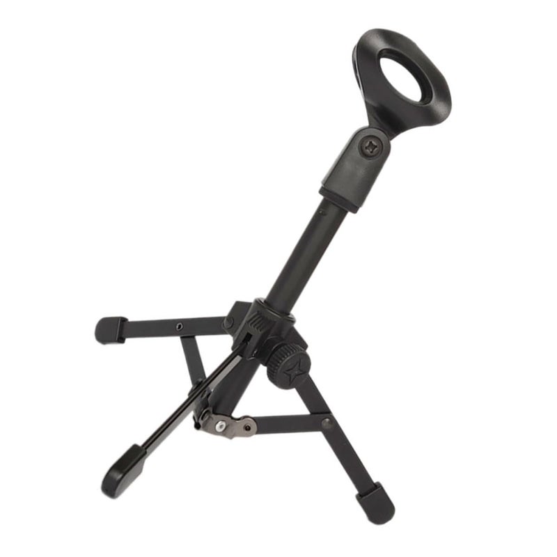 Adjustable Desktop Microphone Stand Foldable Tripod with Universal Mic Clip for Podcast Streaming Live Broadcast Black - Image 2