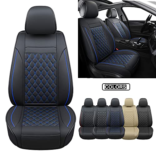 Vankerful Car Seat Covers Front Pair,Universal Fit for Most Cars,SUV,Sedans and Pick-up Trucks,Automotive Faux Leather Vehicle Cushion Covers(Front Pair,Black/Blue) - Image 2