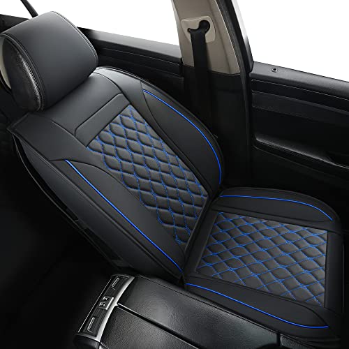 Vankerful Car Seat Covers Front Pair,Universal Fit for Most Cars,SUV,Sedans and Pick-up Trucks,Automotive Faux Leather Vehicle Cushion Covers(Front Pair,Black/Blue) - Image 5