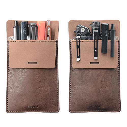 diodrio Pocket Protector, Leather Pen Pouch Holder Organizer, for Shirts Lab Coats, Hold 5 Pens, Designed to Keep Pens Inside When Bend Down. No Breaking of Pen Clip. Thick PU Leather, 2 Per Pack. - Image 1