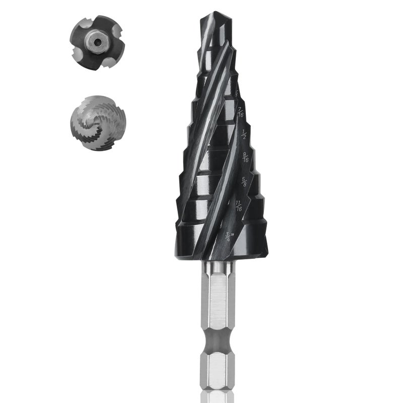 IRONANT Cobalt M35 Step Drill Bit 1/4" to 3/4", TiAlN Coating 4 Spiral Flute Step Bit for Stainless Steel, Metal, Aluminum, Plastic - Image 1