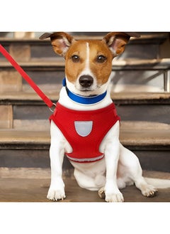 Kuber Industries Reflective Dog Harness With Adjustable Leash|Breathable Polyester Mesh Fabric |Xs Size|Ht-844|Comfortable No-Pull Grip|Quick Release Buckles|Easy On - Easy Off Harness|Red  - Image 1