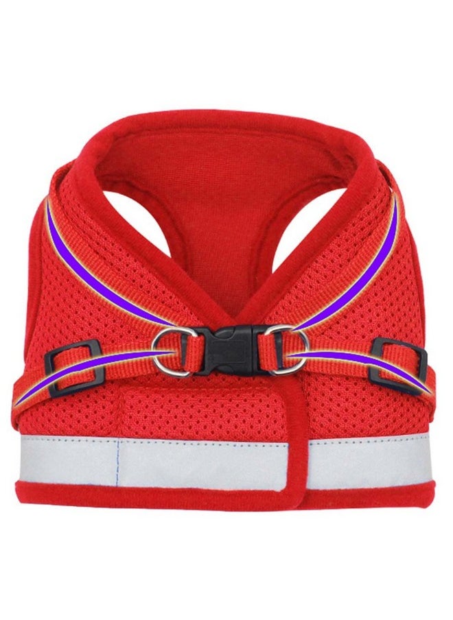 Kuber Industries - Reflective Dog Harness With Adjustable Leash|Breathable Polyester Mesh Fabric |Xs Size|Ht-844|Comfortable No-Pull Grip|Quick Release Buckles|Easy On - Easy Off Harness|Red - Image 1