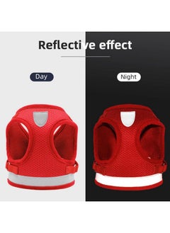Kuber Industries Reflective Dog Harness With Adjustable Leash|Breathable Polyester Mesh Fabric |Xs Size|Ht-844|Comfortable No-Pull Grip|Quick Release Buckles|Easy On - Easy Off Harness|Red  - Image 2