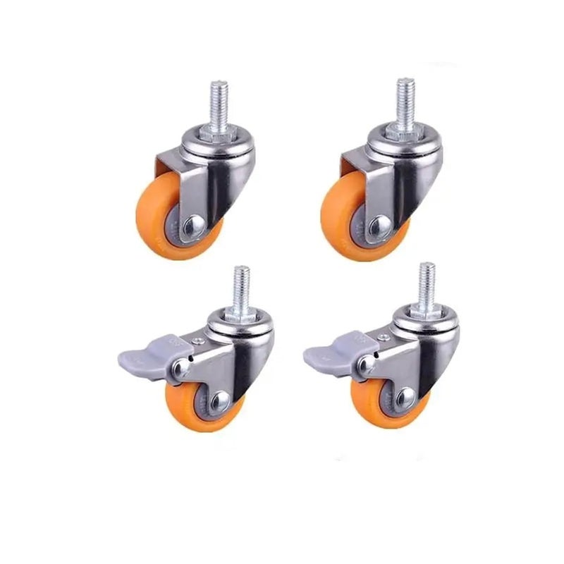 1 5 بوصة عجلات أثاث صامتة برتقالية 4 قطع لخزانة العرض، مكبر الصوت، الكرسي، مكتب العربة - Image 2