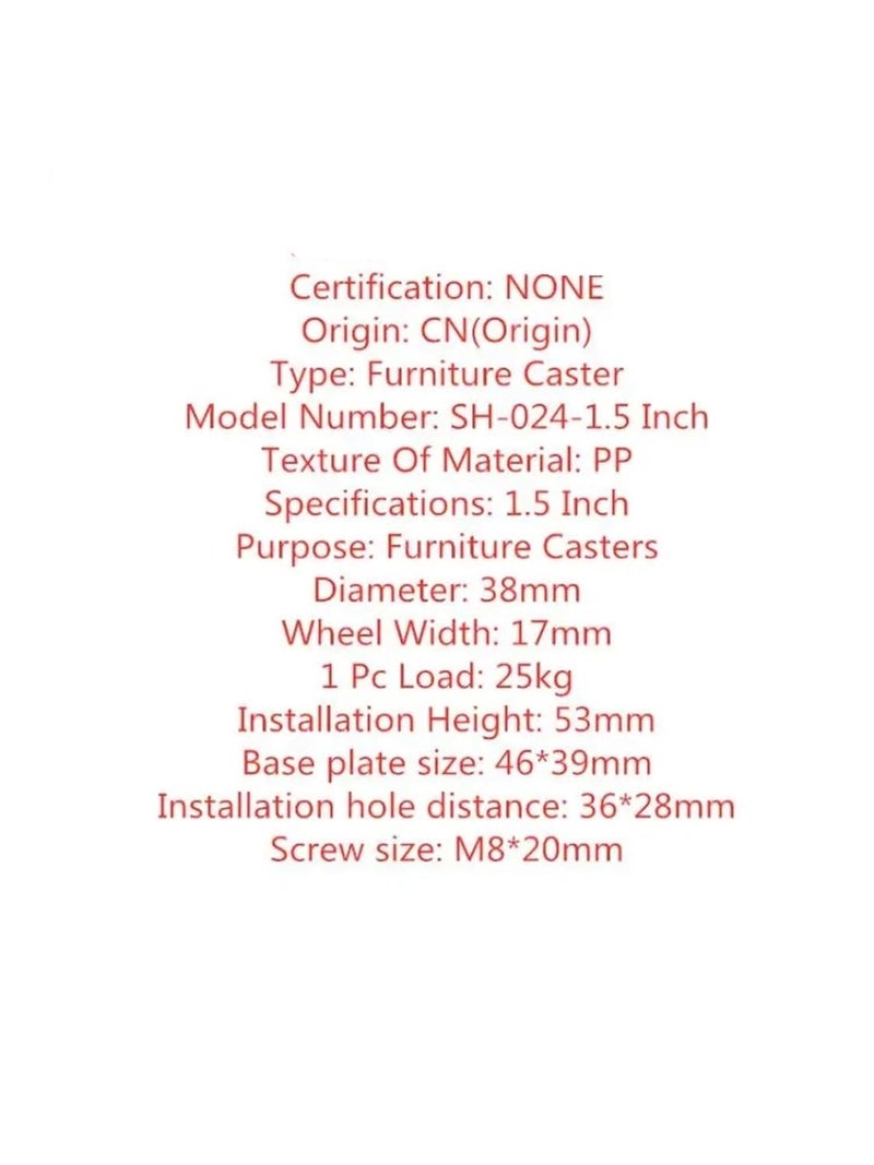 1 5 بوصة عجلات أثاث صامتة برتقالية 4 قطع لخزانة العرض، مكبر الصوت، الكرسي، مكتب العربة - Image 4