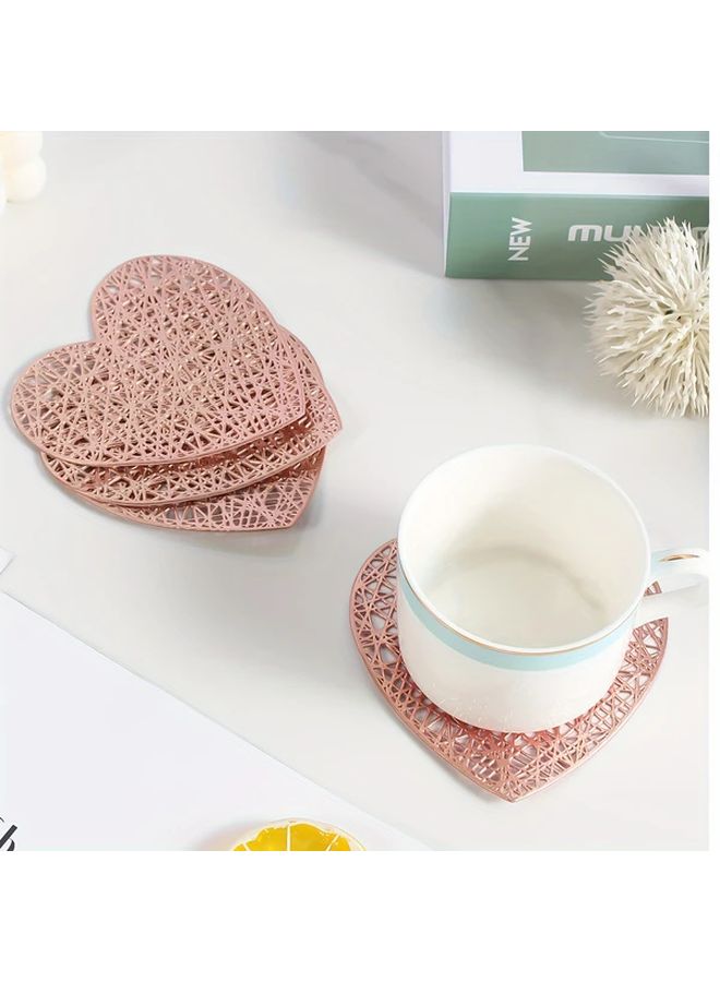 2pcs Heart Shaped PVC Coasters Set For Valentine Day Wedding Party Decor - Image 1