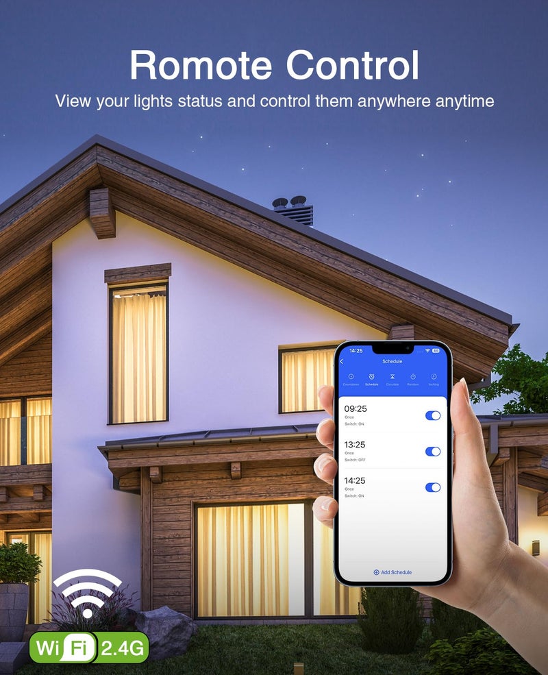 GHome Smart Switch, 3 Way Light Wi-Fi Switch Compatible with Alexa and Google Home, 2.4GHz Schedule Timer, Neutral Wire Required, 3-Way Installation and No Hub Required, FCC Listed (2-Pack), White - Image 5