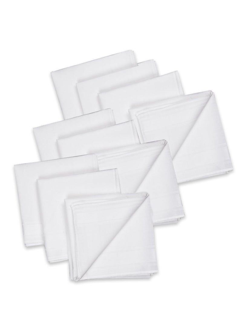 RAMRAJ COTTON White Hand Kerchiefs 4455 (Pack of 10) - Image 1