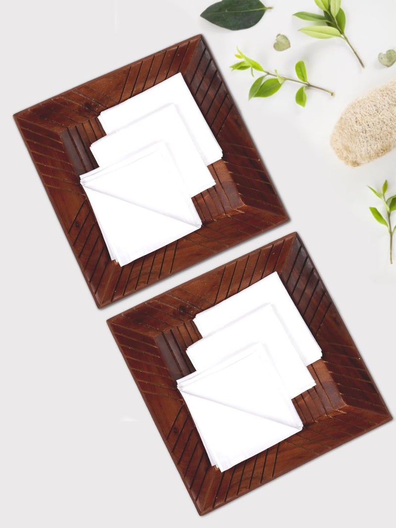 RAMRAJ COTTON White Hand Kerchiefs 4455 (Pack of 10) - Image 2