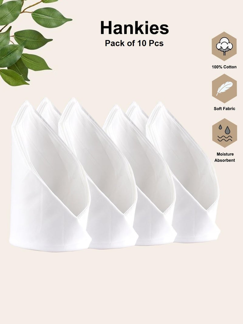 RAMRAJ COTTON White Hand Kerchiefs 4455 (Pack of 10) - Image 4