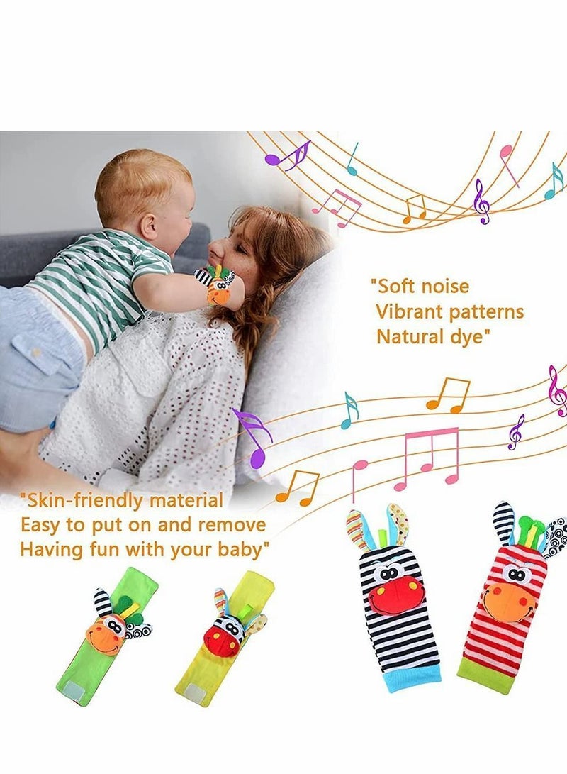 Y&D Baby Socks Wrist Toys, Animal Rattles Educational and Foot Finder Developmental Early Education Toy Set Gifts for Newborn Girls Boys 0 to 3 Years Old (4 PCS)  - Image 4