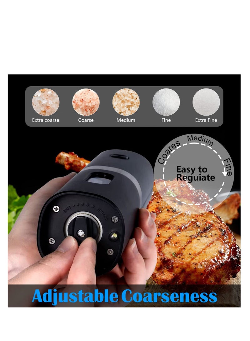 Rechargeable Electric Salt and Pepper Grinder Set with Double Charging Base, Support Battery Operated, Refillable Spice Automatic Mill Shakers Set with Adjustable Coarseness & LED Light - Image 3