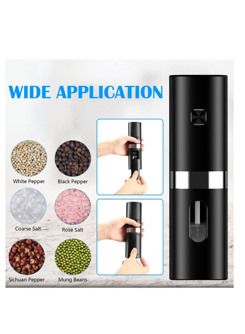 Rechargeable Electric Salt and Pepper Grinder Set with Double Charging Base, Support Battery Operated, Refillable Spice Automatic Mill Shakers Set with Adjustable Coarseness & LED Light - Image 2