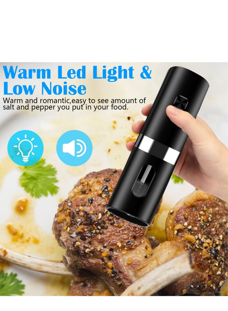 Rechargeable Electric Salt and Pepper Grinder Set with Double Charging Base, Support Battery Operated, Refillable Spice Automatic Mill Shakers Set with Adjustable Coarseness & LED Light - Image 4
