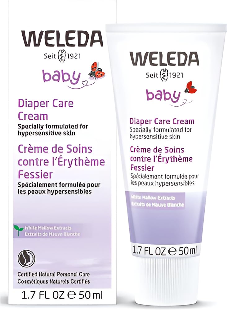 Weleda Baby White Mallow Diaper Care Cream, 1.7 Fluid Ounce, Fragrance Free Plant Rich Protection with White Mallow, Pansy, Sesame and Coconut Oils - Image 1