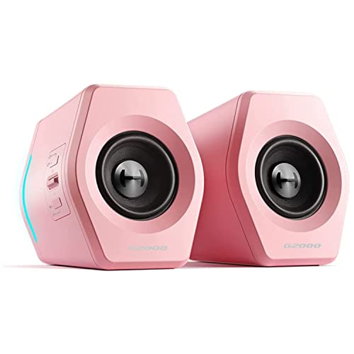 Edifier G2000 32W PC Computer Speakers for Gaming Desktop PC Laptop Mac Computer Woofer Speakers Bluetooth USB 3.5mm AUX Inputs RGB Lights Multimedia Speakers Pink - Image 1