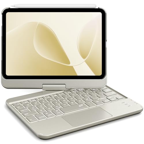 GreenLaw Keyboard Case for iPad mini 72024 Mini 6 2021 83 Smart Touchpad 7 Color Backlit TypeC Rechargeable 360 Rotate Keyboard Case for iPad mini 7th6th Generation Starlight - Image 1