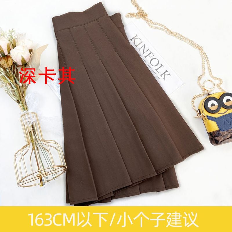 Gray Pleated Skirt Women'S Short Korean Retro Preppy Style Summer Spring & Fall New A-Line High Waist Slim Skirt - Image 1