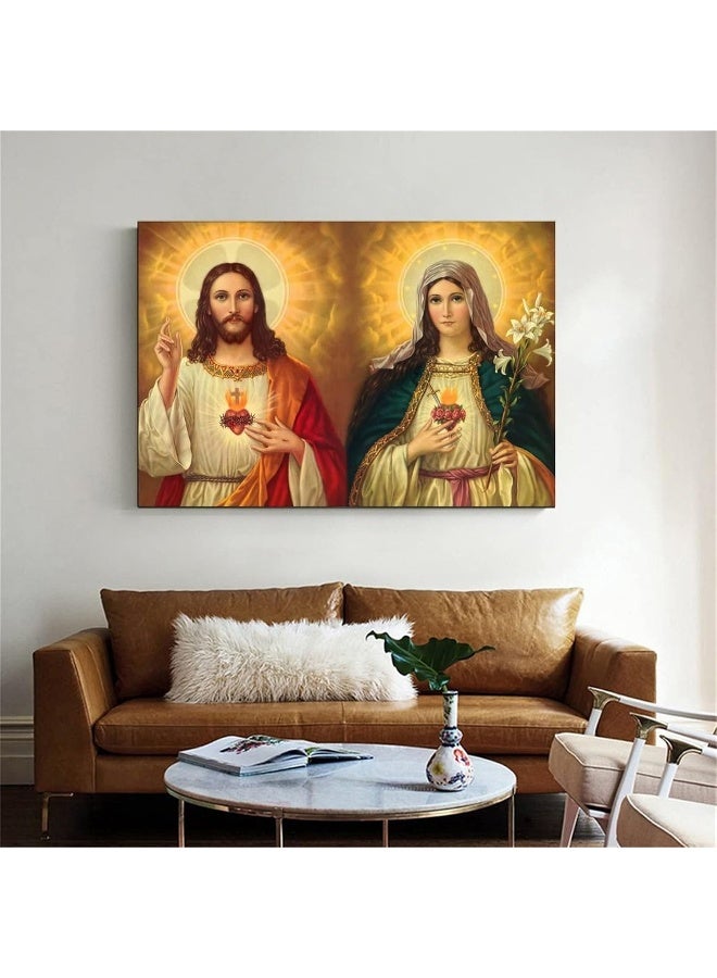 FireDeer Catholic Jesus Poster Print On Canvas Painting Christian God Pictures for Living Room No Frame (Mary and Jesus,16x24inch) - Image 3