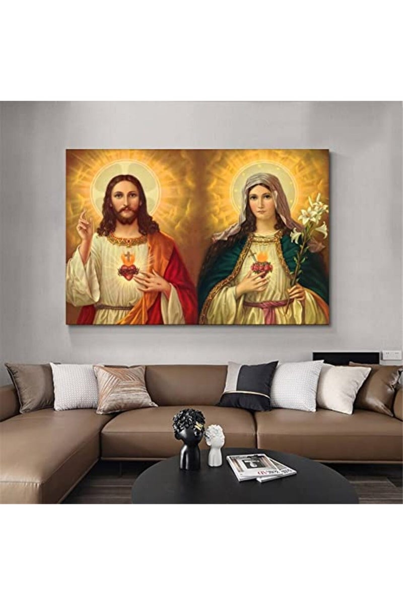 FireDeer Catholic Jesus Poster Print On Canvas Painting Christian God Pictures for Living Room No Frame (Mary and Jesus,16x24inch) - Image 5