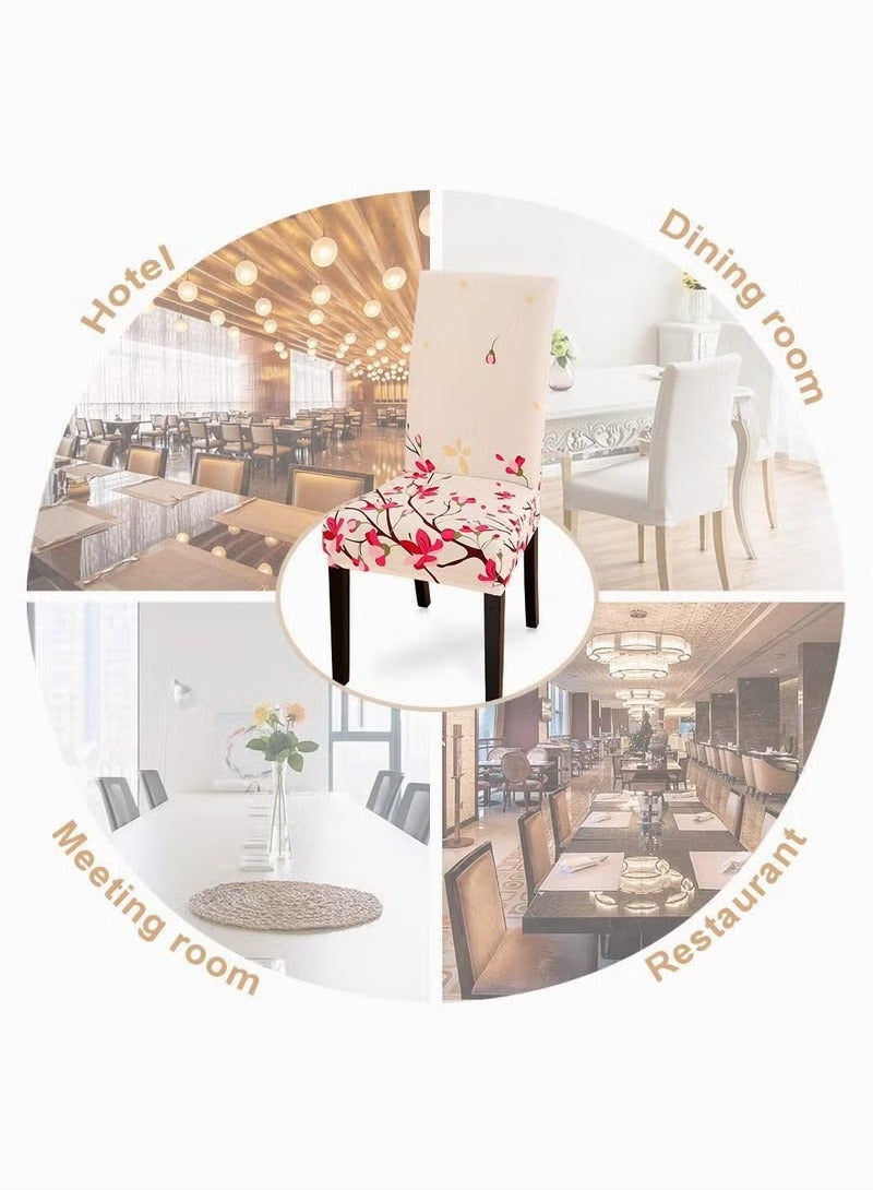 Chair Covers Spandex Super Fit Stretch Parsons Removable Washable Kitchen Protector for Dining Room Hotel Ceremony Shili Peach Blossom 4 Pcs - Image 5