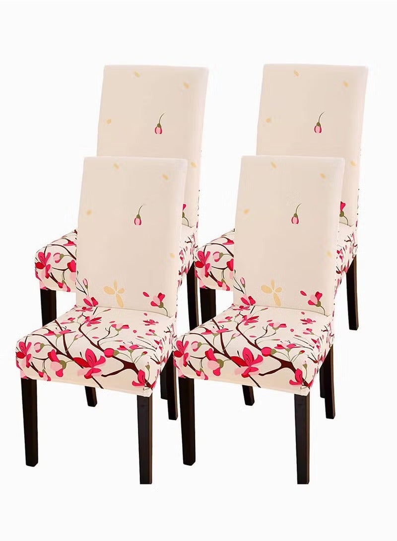 Chair Covers Spandex Super Fit Stretch Parsons Removable Washable Kitchen Protector for Dining Room Hotel Ceremony Shili Peach Blossom 4 Pcs - Image 1