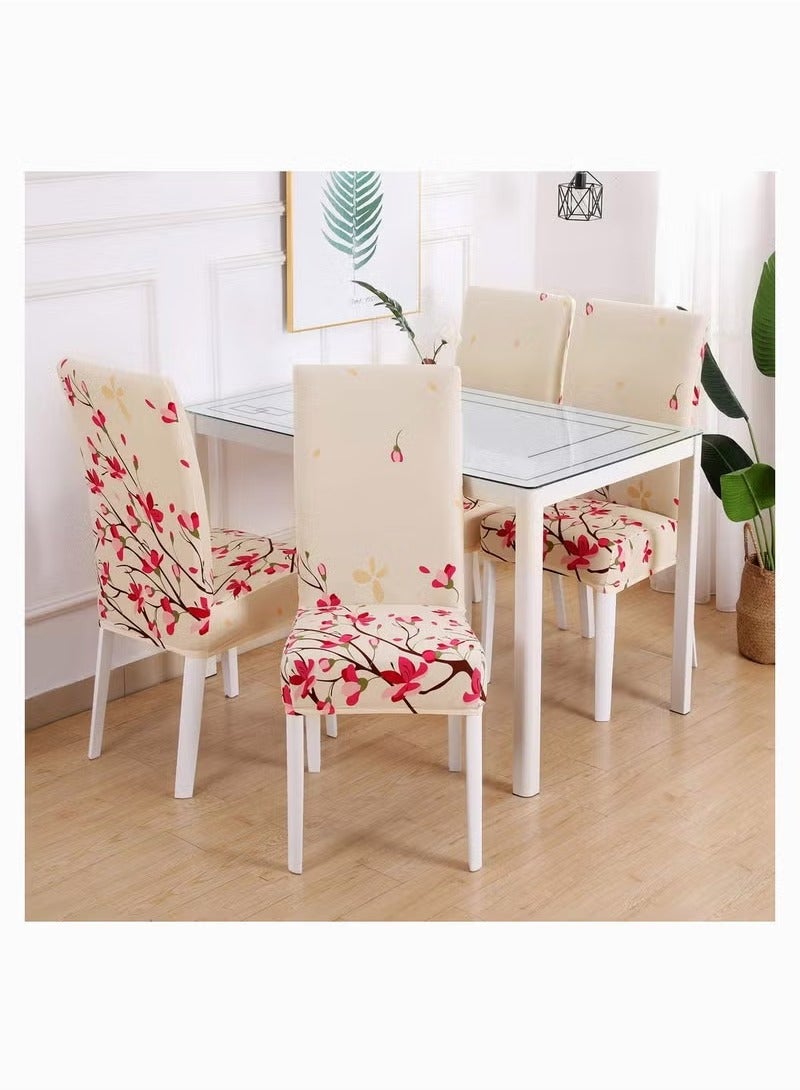 Chair Covers Spandex Super Fit Stretch Parsons Removable Washable Kitchen Protector for Dining Room Hotel Ceremony Shili Peach Blossom 4 Pcs - Image 2