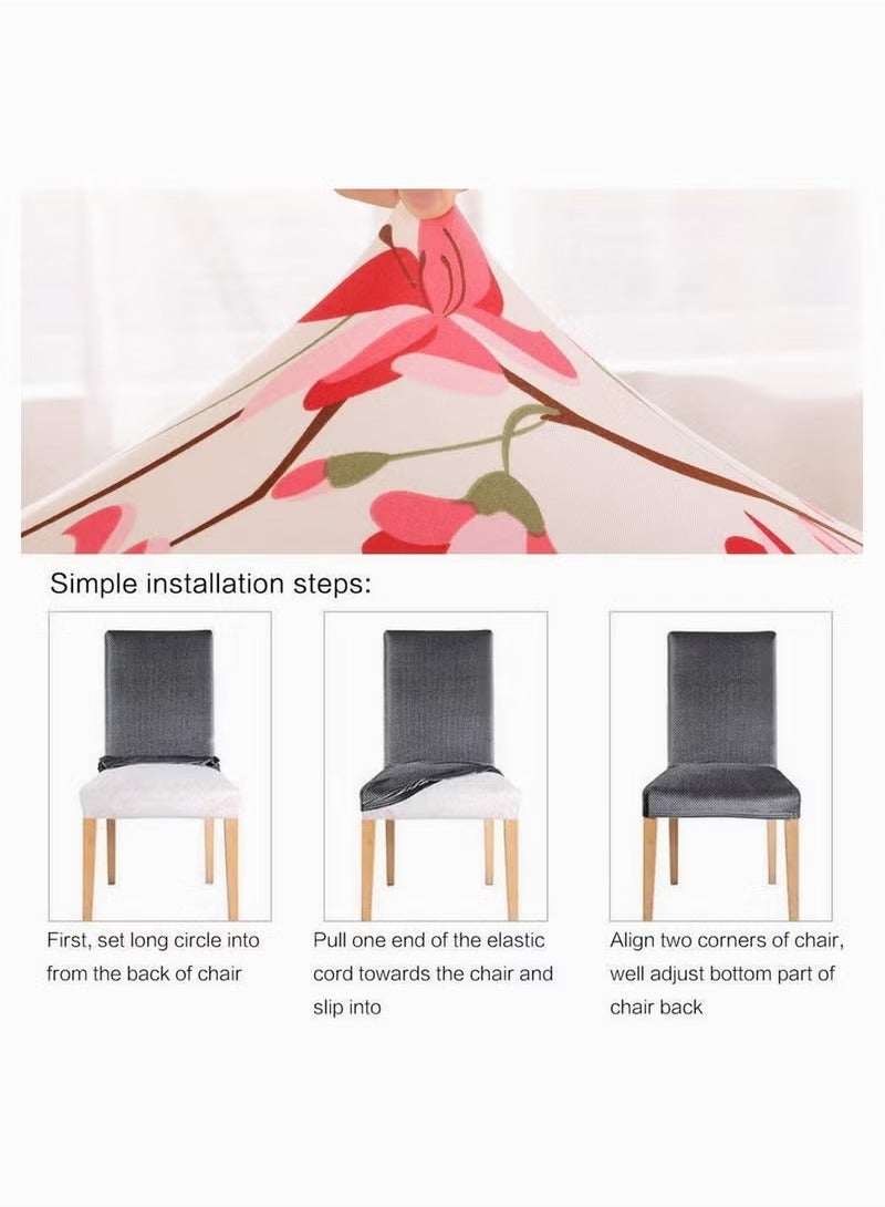 Chair Covers Spandex Super Fit Stretch Parsons Removable Washable Kitchen Protector for Dining Room Hotel Ceremony Shili Peach Blossom 4 Pcs - Image 3