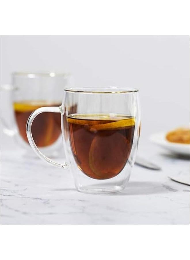 HOOKOR Double Wall Glass Coffee Mugs - Insulated Clear Coffee Mugs Set of 2, Perfect for Espresso, Cappuccino, Latte, Americano, Tea Bag, Beverage (350ml)  - Image 4