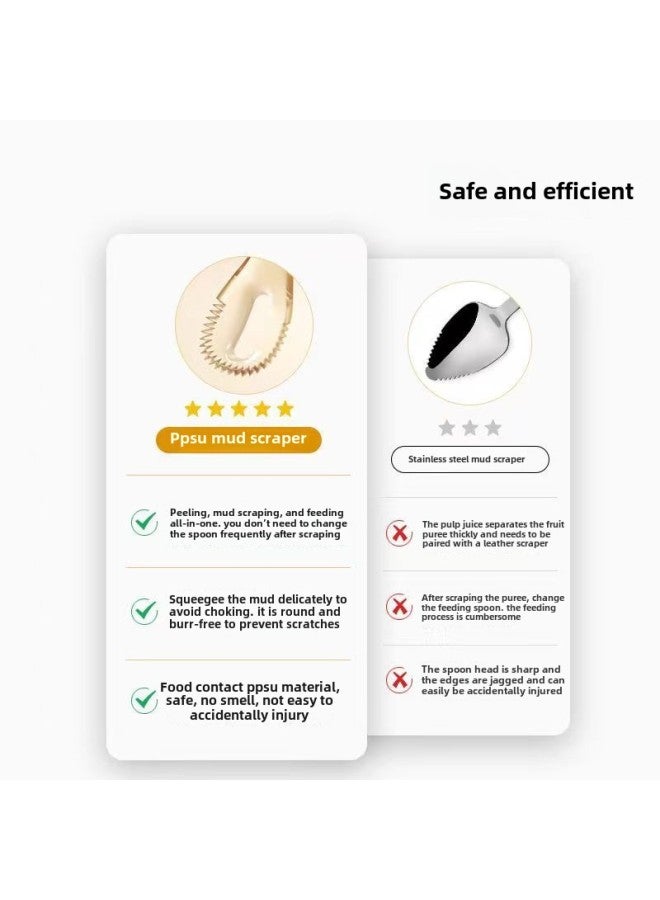 Three-in-one Double-headed Mud Scraper For Babies, Special For Scraping And Feeding, Upgraded Food Supplement, Fruit Spoon, Food-grade Silicone Mud Scraper-Specifications:Mud Scraper With Box  - Image 3