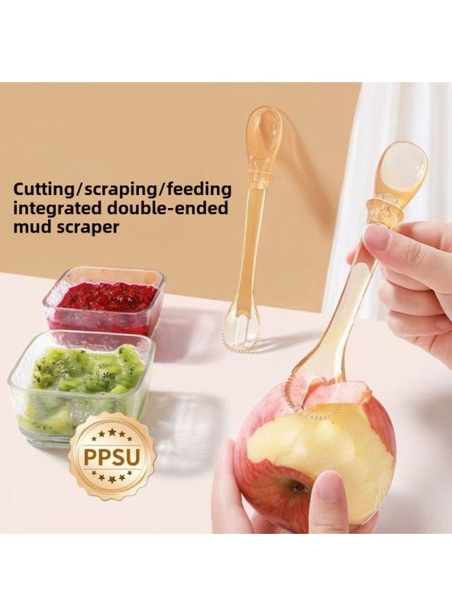 Three-in-one Double-headed Mud Scraper For Babies, Special For Scraping And Feeding, Upgraded Food Supplement, Fruit Spoon, Food-grade Silicone Mud Scraper-Specifications:Mud Scraper With Box  - Image 2
