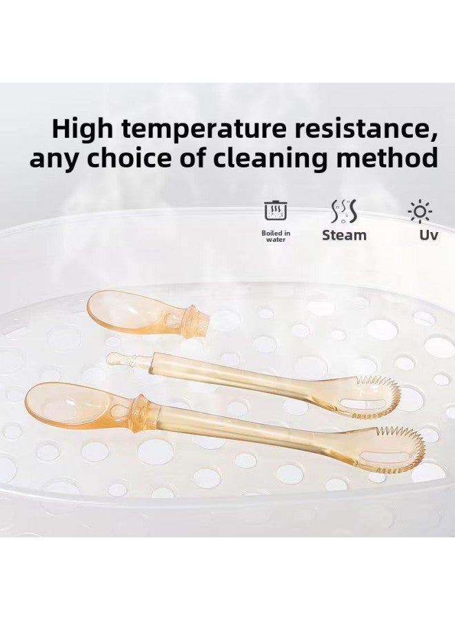Three-in-one Double-headed Mud Scraper For Babies, Special For Scraping And Feeding, Upgraded Food Supplement, Fruit Spoon, Food-grade Silicone Mud Scraper-Specifications:Mud Scraper With Box  - Image 4