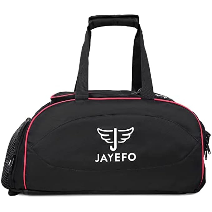 JAYEFO Sports Duffle Bag for Travel Gym Camping Overnight and Sports  Camping and Hiking Backpack  Standard Size  Black Red - Image 1