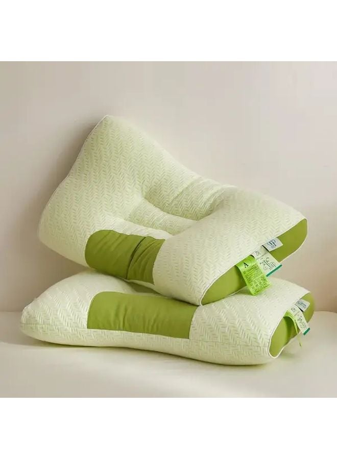Green Bamboo Fiber Neck Pillow Ergonomic Support Soft Breathable Moisture Wicking - Image 2