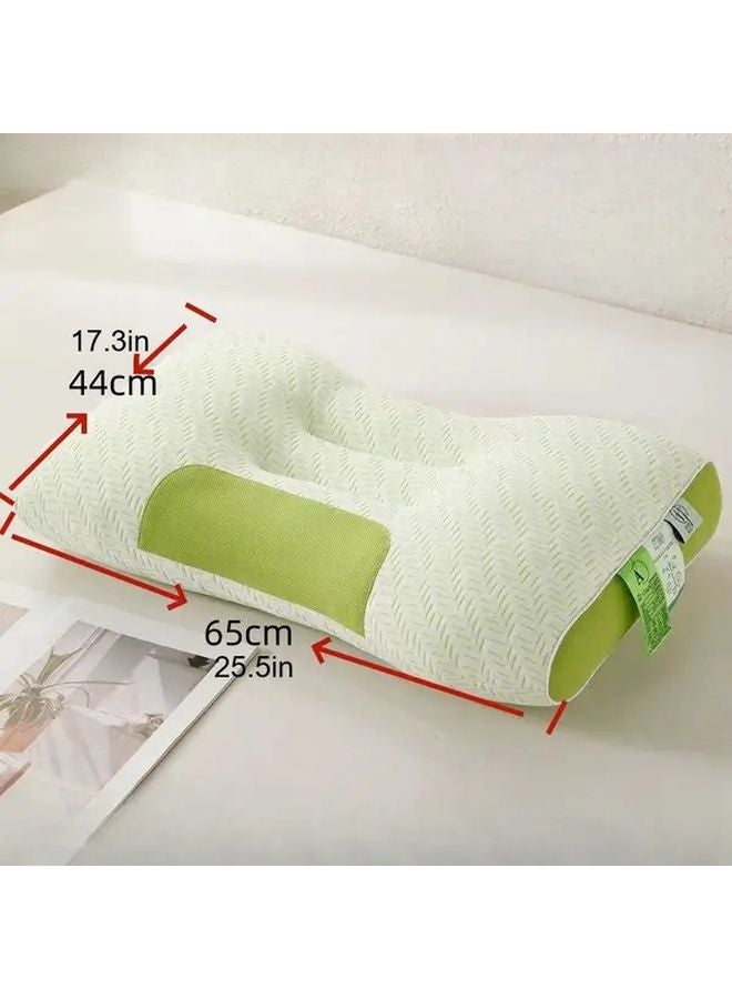 Green Bamboo Fiber Neck Pillow Ergonomic Support Soft Breathable Moisture Wicking - Image 1
