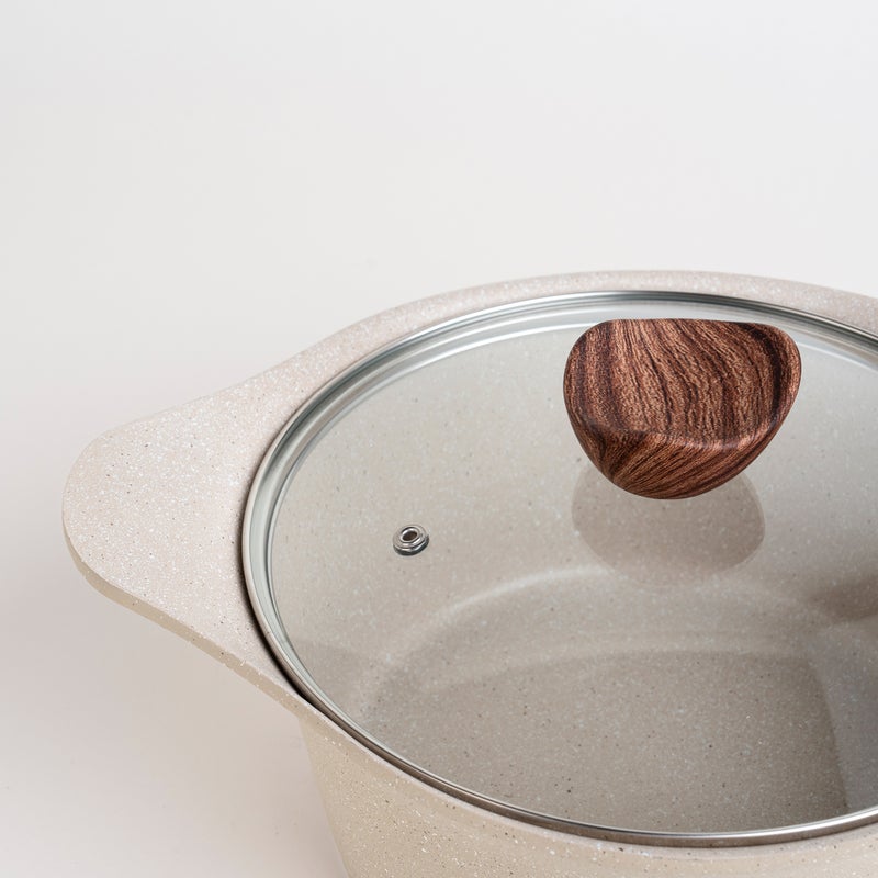 ألبرتو طقم أواني طهي جرانيت من البرتو 8 قطع باللون الكريمي - Image 4