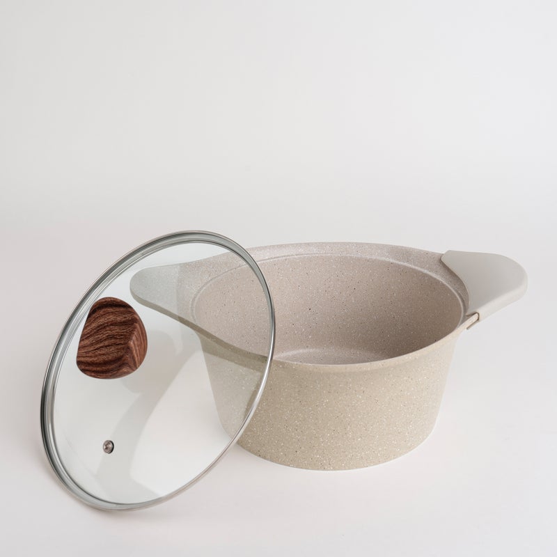 ألبرتو طقم أواني طهي جرانيت من البرتو 8 قطع باللون الكريمي - Image 3