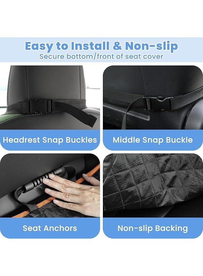 Dog Car Seat Covers, Waterproof Front Seat Cover for Dogs, Scratch-Proof, Nonslip Pet Passenger Seat Cover Protector, Universal Fit for Cars Trucks SUVs, Standard Size, Black with Orange - Image 5