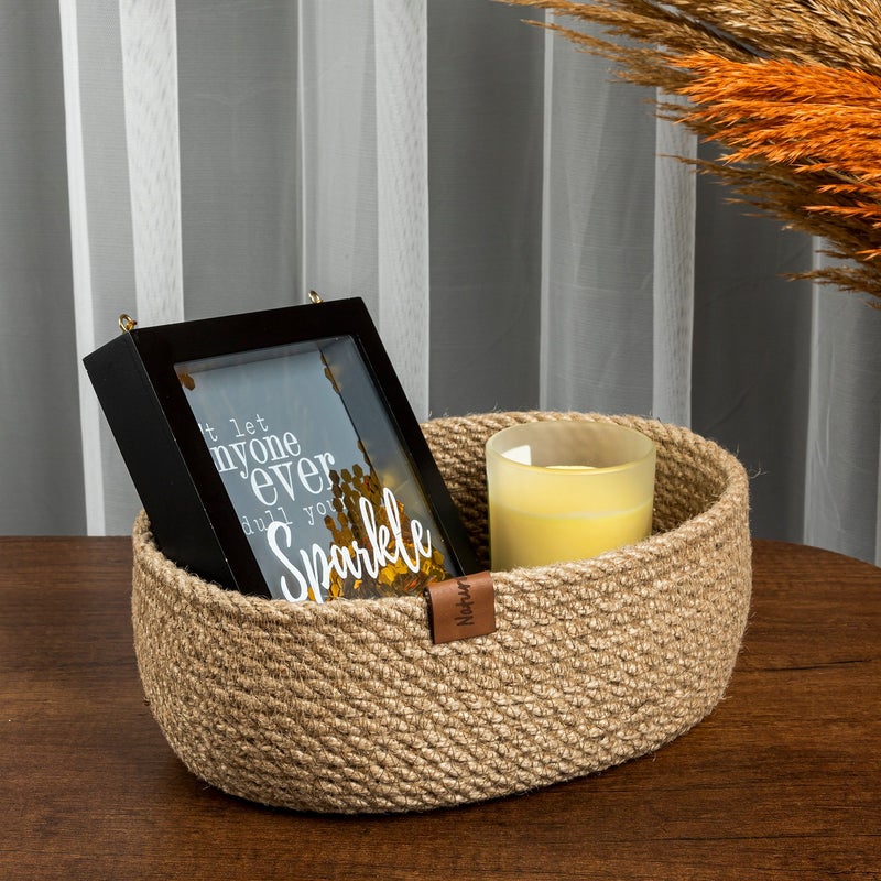 Naturalove Decorative Jute Basket - Oval / Medium Size - Image 1