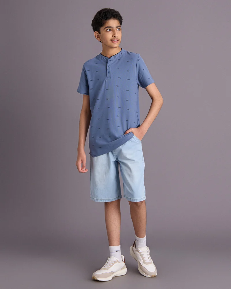 Redtag Boys Blue Denim Shorts