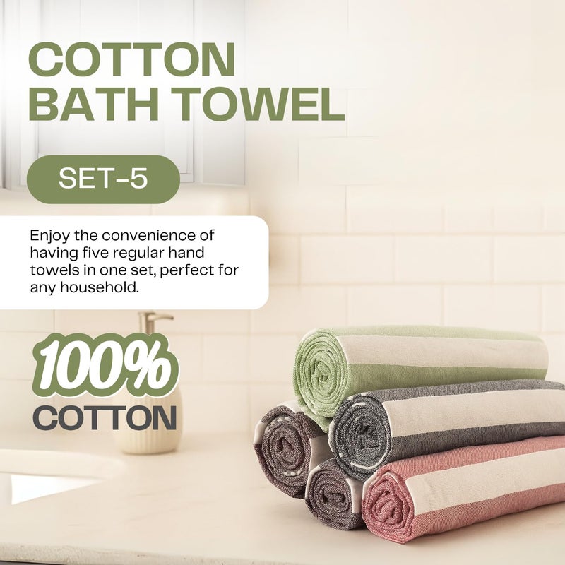 Värde Premium Hand Towels | 180 GSM Cotton Hand Towels | Hand Towel Set of 5 | Hand Towel for Gym | Soft Towels | Size 16W x 25L (Multicolor 4, Pack of 5) - Image 2