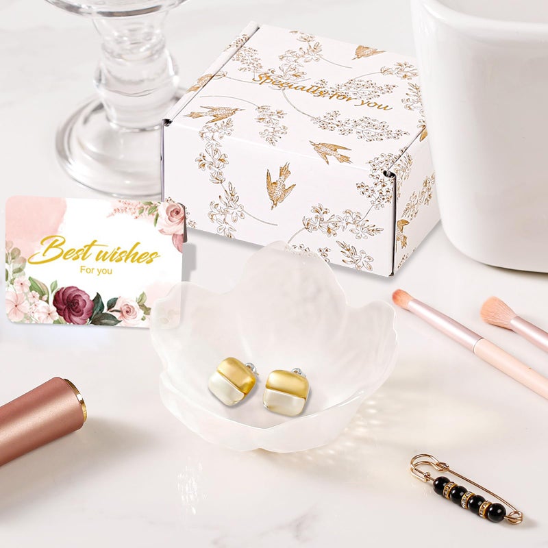 Binoster Gifts for Women Flower Jewelry Dish Ring Holder Jewellery Tray Vanity Organizer Room Decor Aesthetic Ring Holder Decorative Tray Trinket Dish Valentine's Engagement Birthday Gifts Stocking Stuffers - Image 3