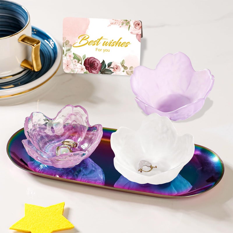 Binoster Gifts for Women Flower Jewelry Dish Ring Holder Jewellery Tray Vanity Organizer Room Decor Aesthetic Ring Holder Decorative Tray Trinket Dish Valentine's Engagement Birthday Gifts Stocking Stuffers - Image 4