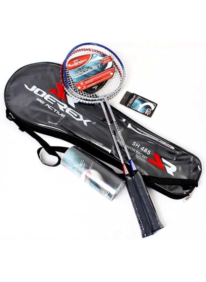 Joerex Badminton Racket Set 2 Pcs Aluminum Carbon Badminton Racket With Shuttlecock 3 Pcs With Bag Badminton Kit Black