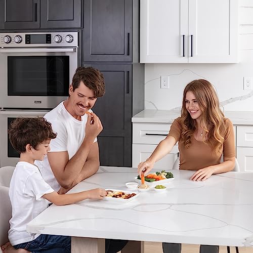 FAMHH طقم أطباق مقبلات FAMHH بحجم 8 بوصة مع أكواب غمس للتقديم، الحلويات، السلطات – أطباق عشاء مستطيلة مقاومة للكسر، خزف، خالية من البلاستيك والرصاص – 6 أطباق عشاء صغيرة بيضاء وأكواب - Image 5