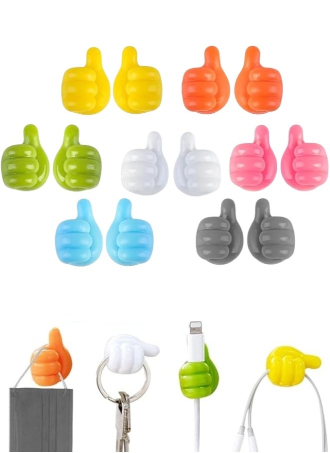 10Pcs Silicone Thumb Wall Hook With Multifunction Adhesive Cable Clip With Creative Self Adhesive Thumb Hooks With Holder Wall Hangers for Storage Data Cables And Earphones And Plugs And Key  - Image 1